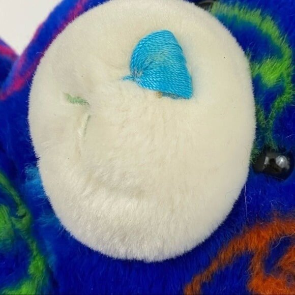 Build a Bear Teddy Bear Peace Signs Sitting Plush Stuffed Animal Blue Green Toy - Picture 4 of 9